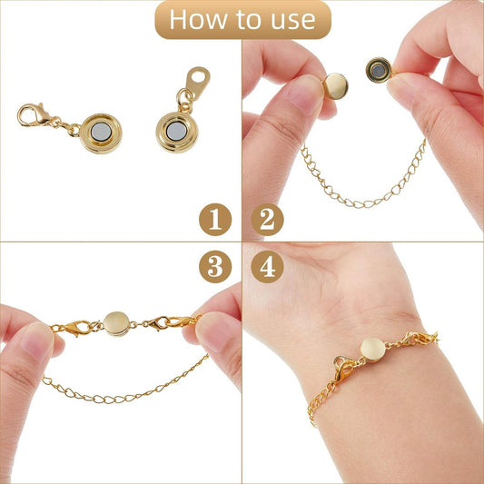 12 pieces - Magnetic jewelry clasps - lockable magnetic jewelry clasps - magnetic clasp - round chain clasps V1188-MS101-03151-1