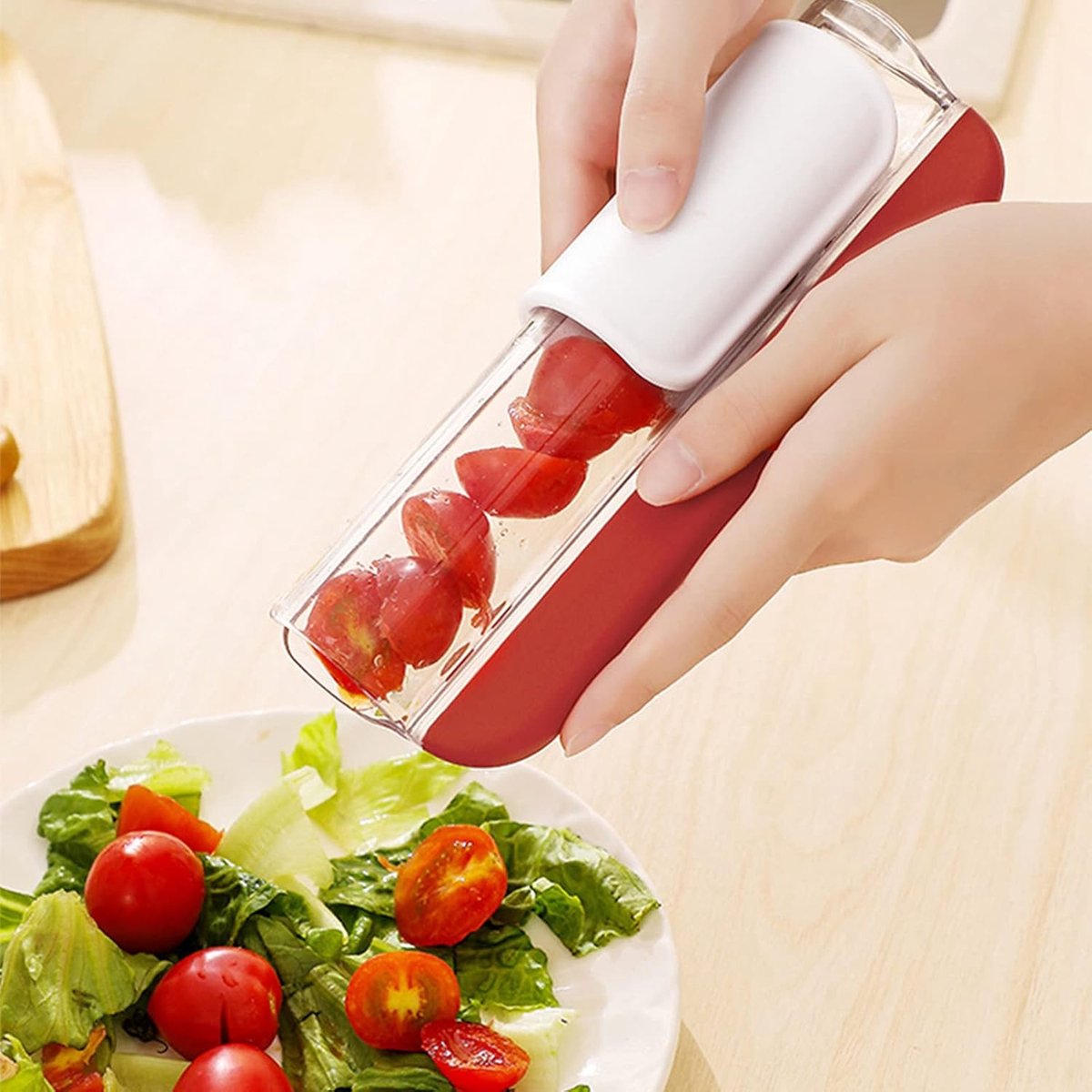 2-Piece Slicer - Tomato Slicer - Fruit Slicer - Grape Slicer - Grape Cutter - Strawberry Slicer - Salad V1188-MS101-03176-1