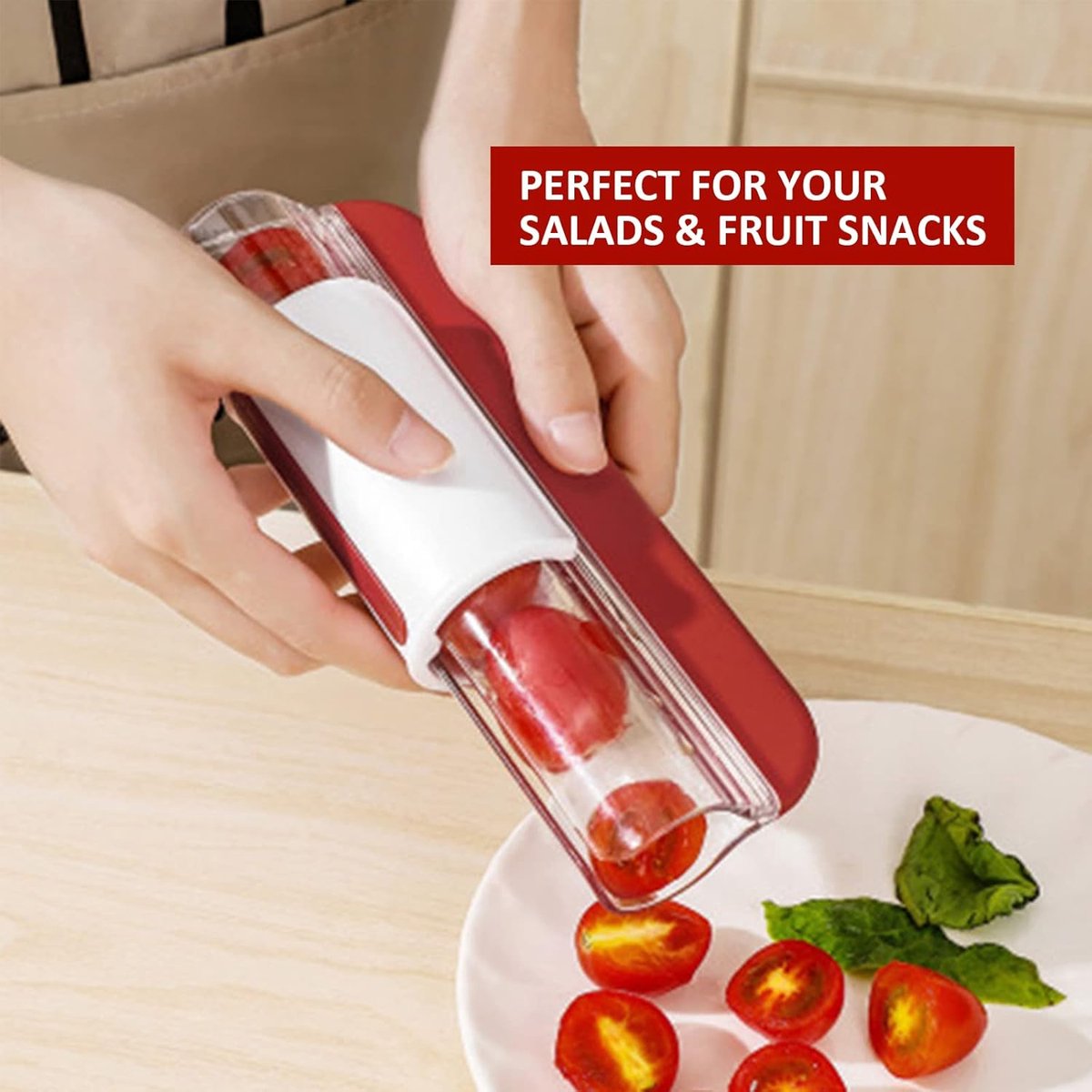 2-Piece Slicer - Tomato Slicer - Fruit Slicer - Grape Slicer - Grape Cutter - Strawberry Slicer - Salad V1188-MS101-03176-1