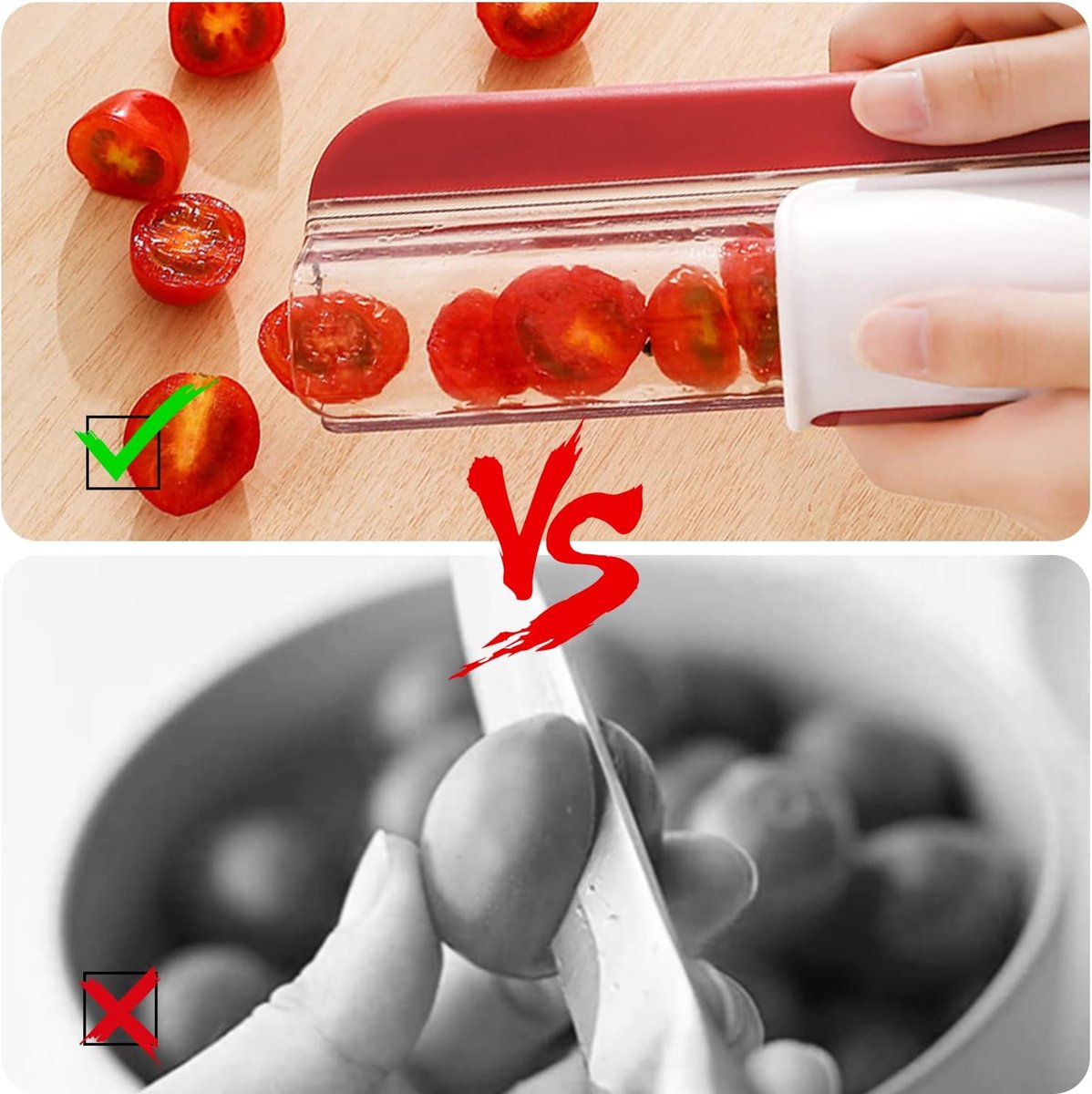 2-Piece Slicer - Tomato Slicer - Fruit Slicer - Grape Slicer - Grape Cutter - Strawberry Slicer - Salad V1188-MS101-03176-1