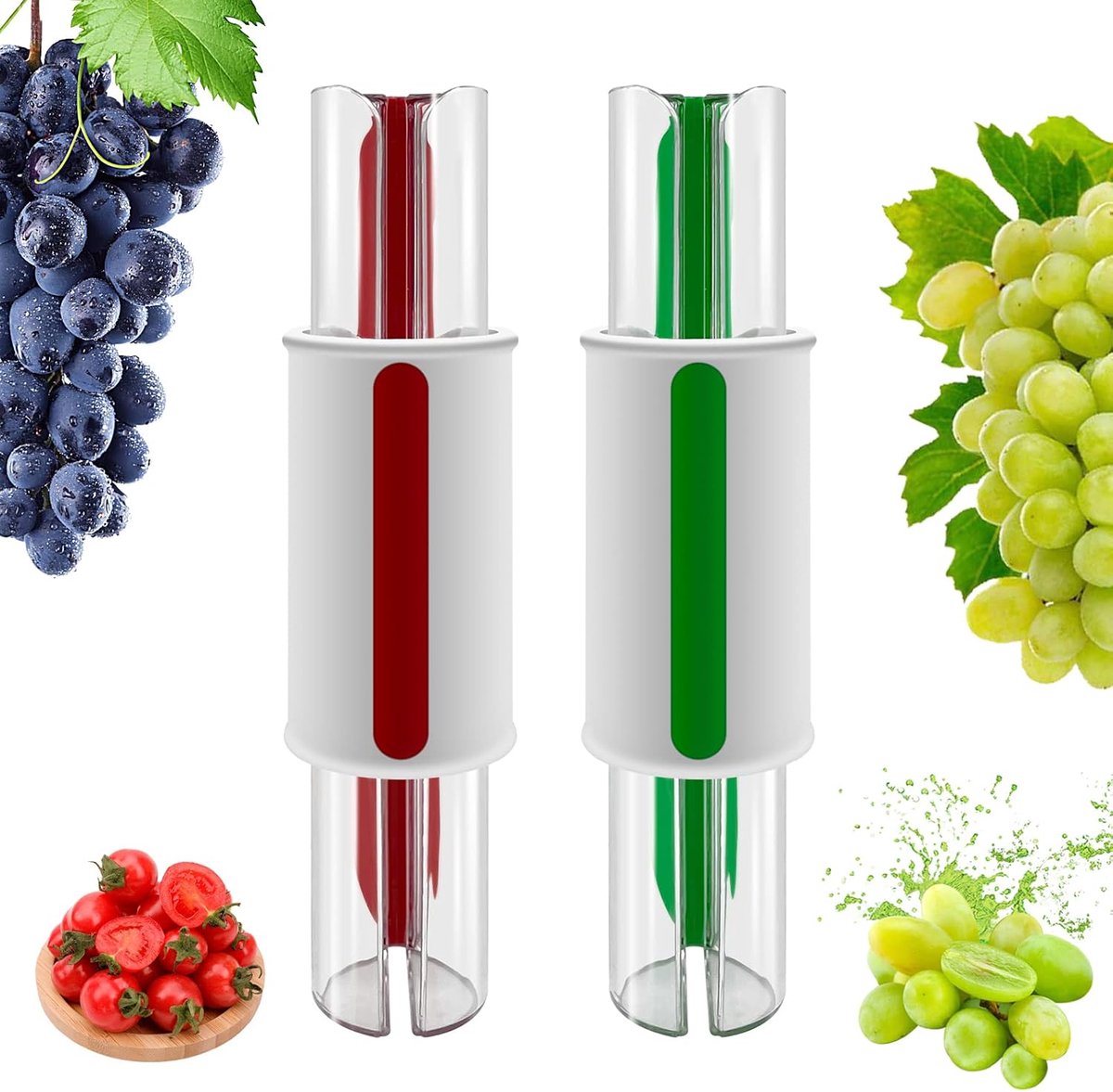 2-Piece Slicer - Tomato Slicer - Fruit Slicer - Grape Slicer - Grape Cutter - Strawberry Slicer - Salad V1188-MS101-03176-1