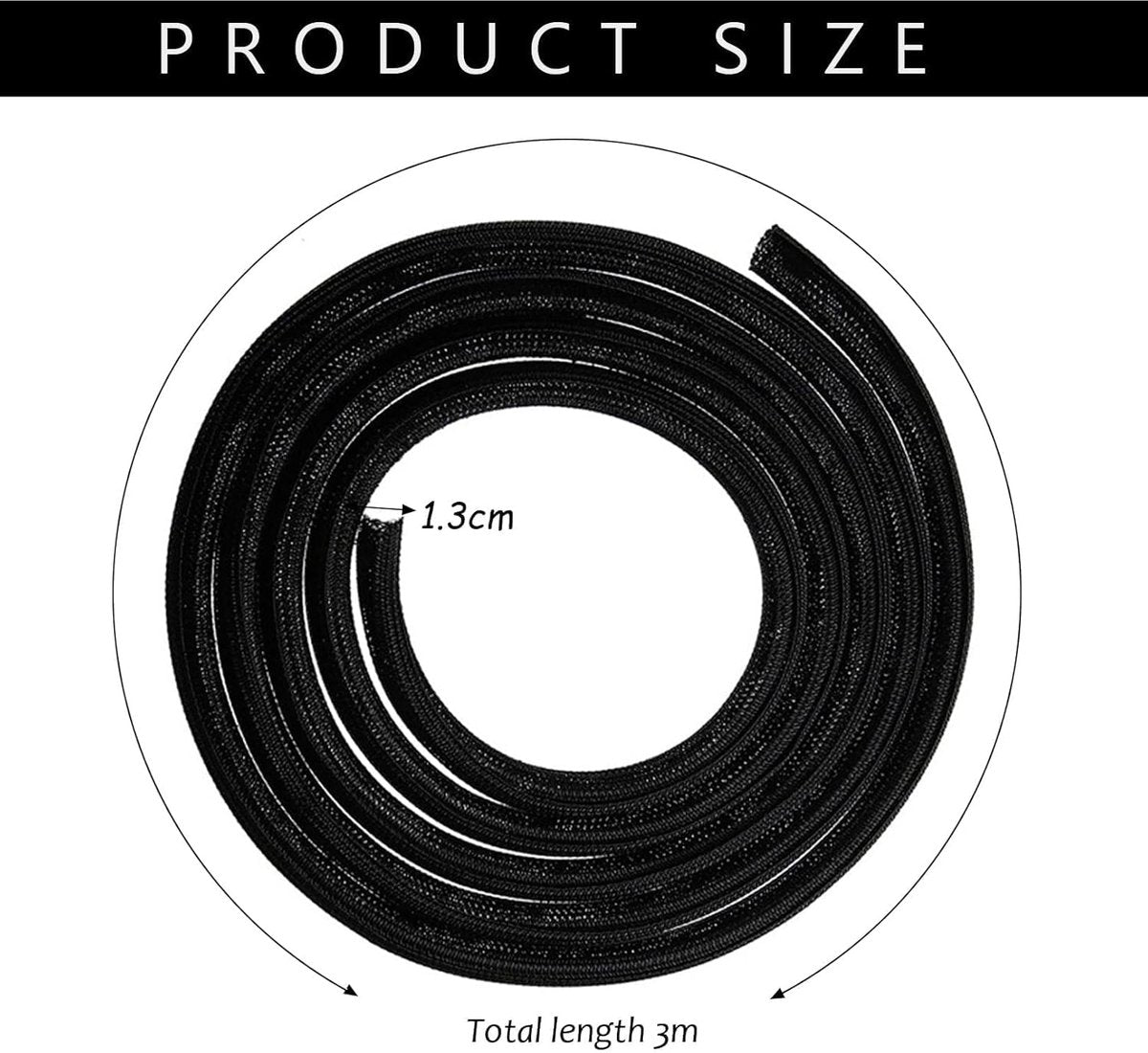 3m*13mm - cable protector - cable management - cable sleeve - black cable cover - cable management - cable V1188-MS101-03188-1