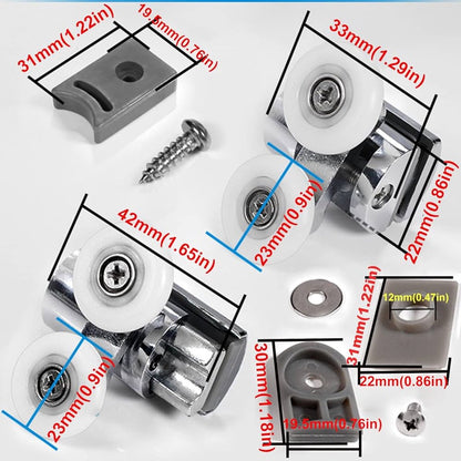 Double zinc alloy shower door roller - set of 4 - suitable for glass V1188-MS101-03192-1