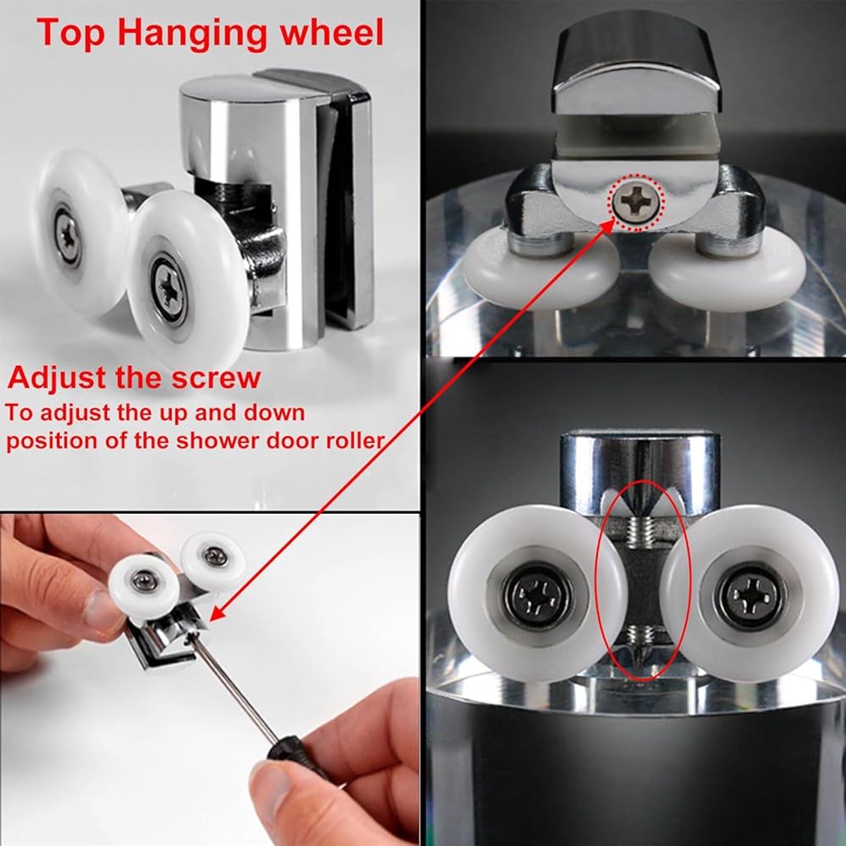 Double zinc alloy shower door roller - set of 4 - suitable for glass V1188-MS101-03192-1