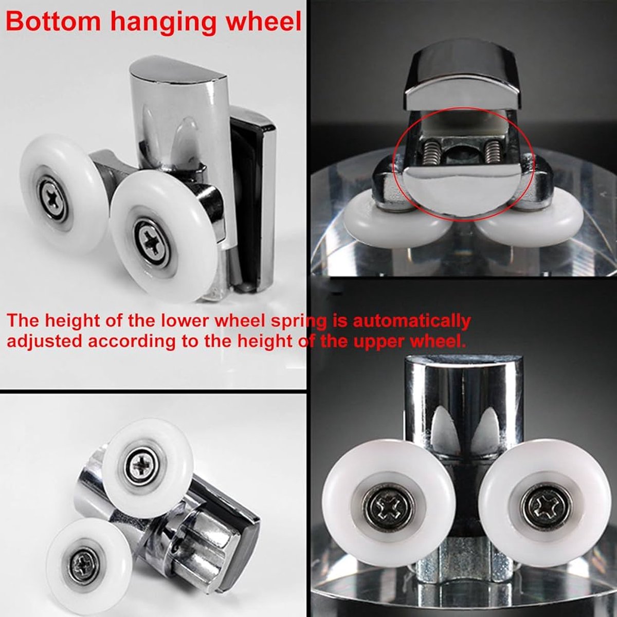 Double zinc alloy shower door roller - set of 4 - suitable for glass V1188-MS101-03192-1