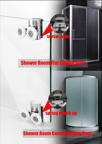 Double zinc alloy shower door roller - set of 4 - suitable for glass V1188-MS101-03192-1