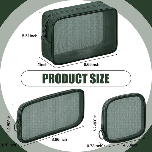 pieces - Cosmetic bag - Travel toiletry bag - Storage bag - mesh cosmetic bag - travel bag with zipper - mini V1188-MS101-03197-1