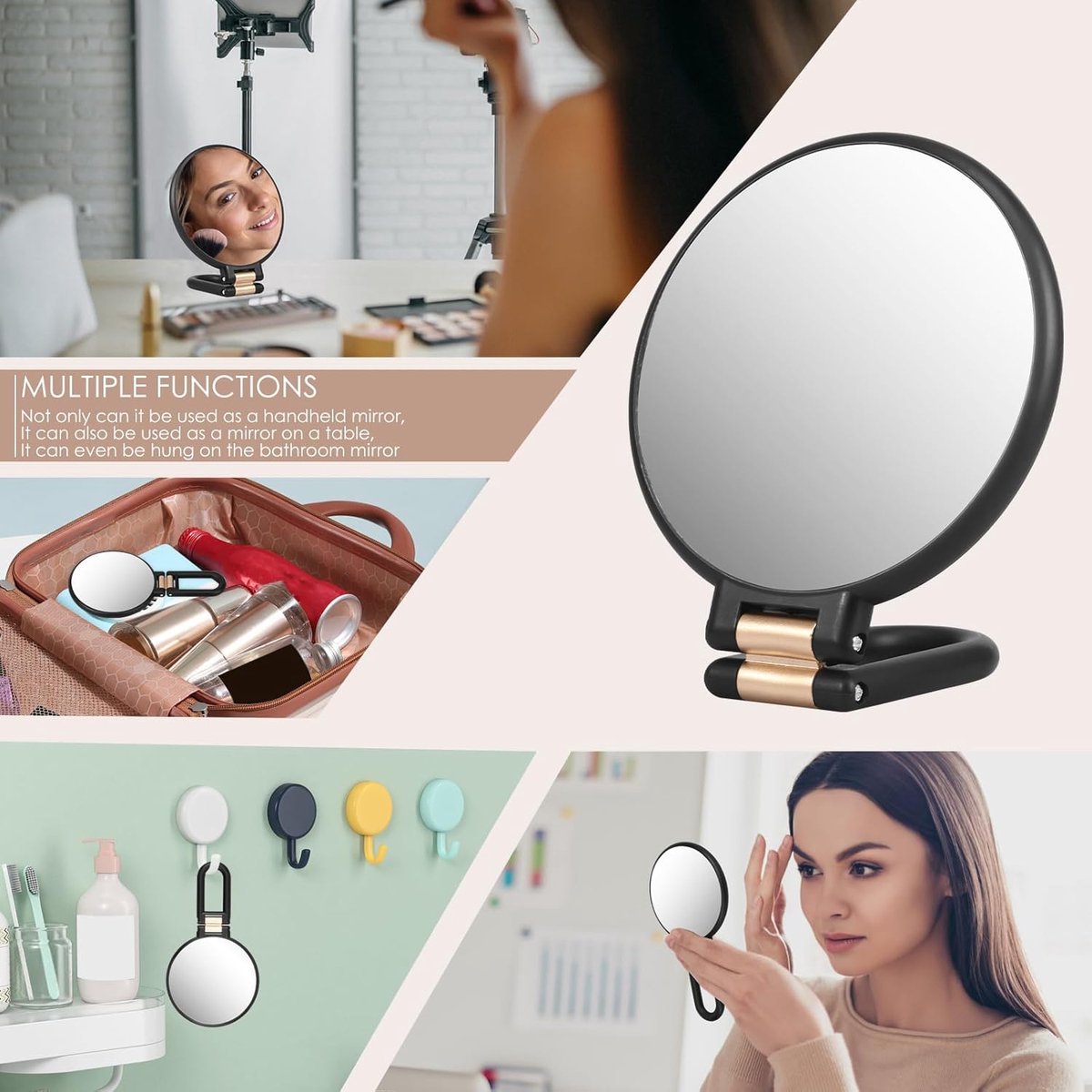 30X Magnifying Mirror - 24*14 cm - Hand Mirror with Folding Handle - Travel Magnifying Mirror with Handle - V1188-MS101-03200-1
