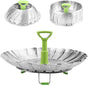 Vegetable steamer - Steamer basket - Stainless steel steamer - Fits all pans - Retractable - Adjustable - V1188-MS101-03206-1