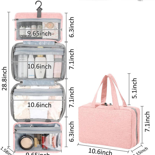 Toiletry bag - Portable hanging toiletry bag - foldable travel toiletry bag - large foldable travel bag - V1188-MS101-03208-1