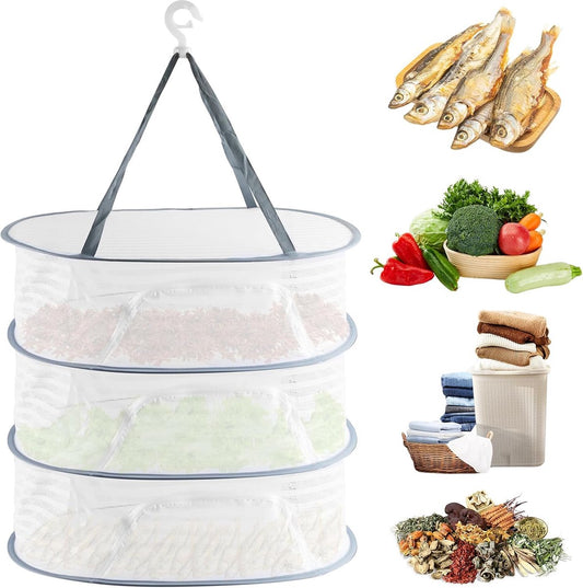 Herb Drying Rack - 40*60cm - 3-tier hanging herb drying net - Drying rack - Drying net - food drying net - V1188-MS101-03209-1