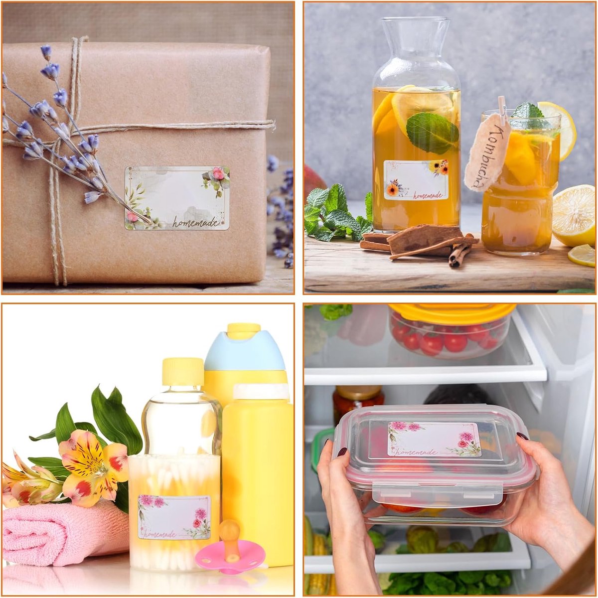 Self-adhesive jam labels - 500 pieces - 3x5 cm - easy-to-remove adhesive food labels - with floral pattern - V1188-MS101-03214-1
