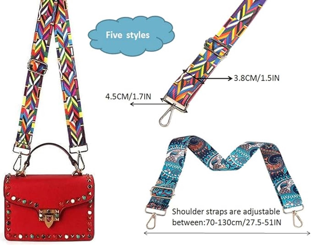 Bag Strap - 4-Piece Shoulder Strap - Adjustable Bag Strap - Bagstrap - Bag Strap - Colorful Ethnic Style V1188-MS101-03223-1