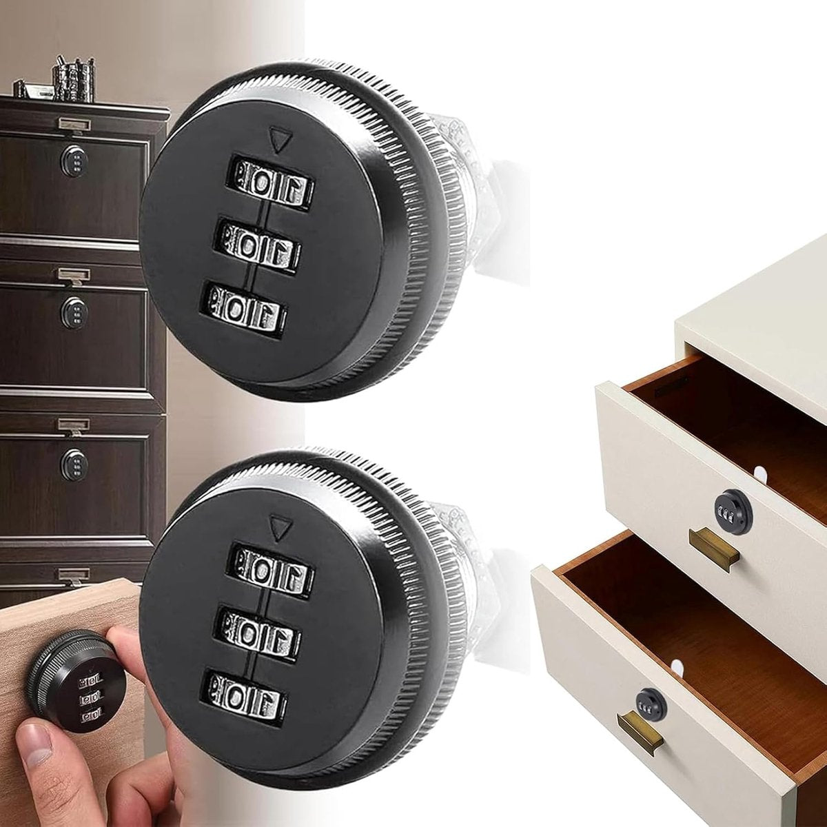 2 pieces - Combination lock - 62*38 mm - Suitable for panel thicknesses of 15-25 mm - Cabinet locks - Drawer V1188-MS101-03248-1
