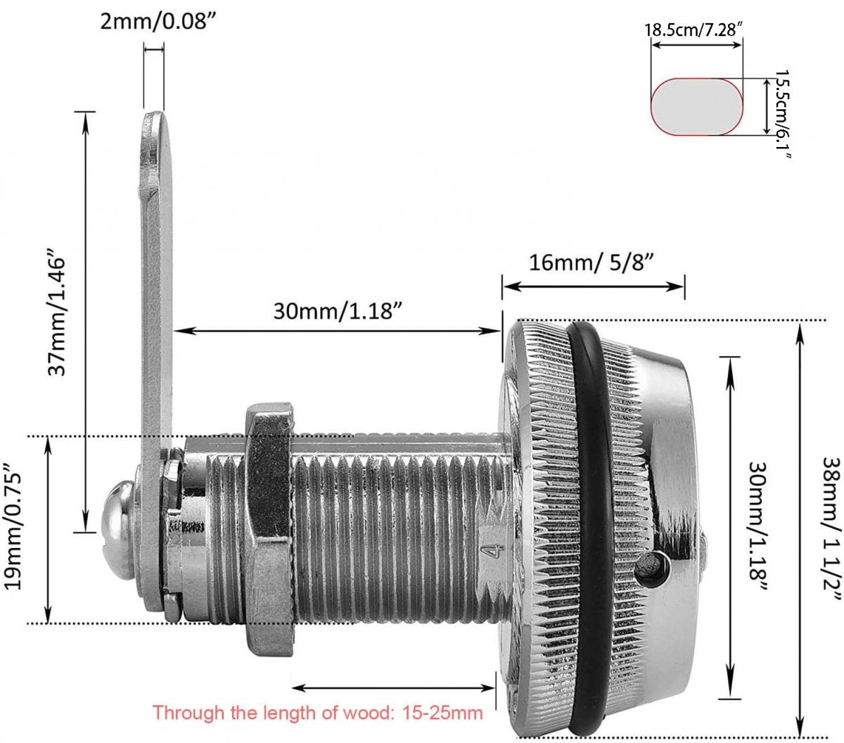 2 pieces - Combination lock - 62*38 mm - Suitable for panel thicknesses of 15-25 mm - Cabinet locks - Drawer V1188-MS101-03248-1