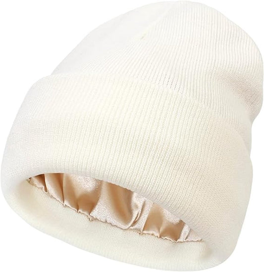 Hat - Knitted hat - Winter hat - Warm hat - Hat with satin lining - warm winter hat - knitted winter hat with V1188-MS101-03250-1