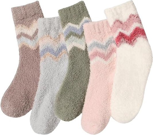 5 Pairs of Socks - women's socks - house socks - Warm Fuzzy Fleece Socks - Warm Winter Sock Set - Thick Socks V1188-MS101-03251-1