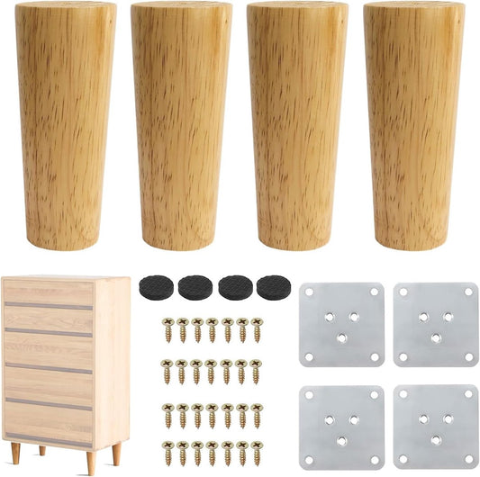 4 pieces - 15 cm - Furniture legs - Table legs - wooden furniture legs - solid tapered wooden table legs - V1188-MS101-03254-1
