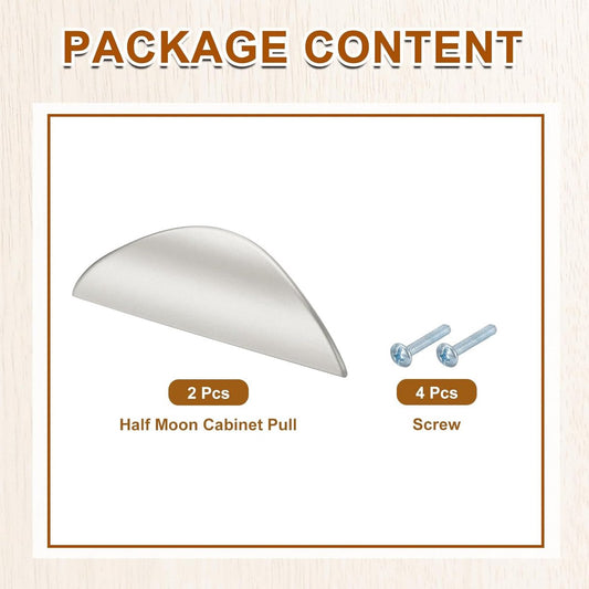 2 pieces - cabinet handles - door handle - half-moon cabinet handle - hole spacing 32 mm - drawer handles - V1188-MS101-03258-1