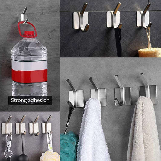 4 pieces - 8*4.5*3.5 cm - Stainless steel hook - self-adhesive towel hooks - Towel hook - Self-adhesive hook V1188-MS101-03270-1