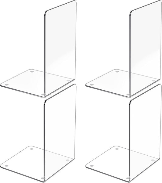 4 Pieces Bookends - bookends - Transparent Book Stand - Book Holder - Shelf Organizer - Book Support - V1188-MS101-03271-1