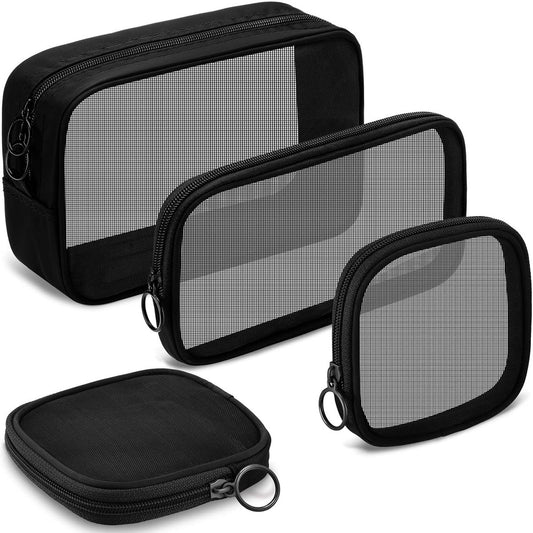 4 pieces - Cosmetic bag - Travel toiletry bag - Storage bag - mesh cosmetic bag - travel bag with zipper - V1188-MS101-03280-1
