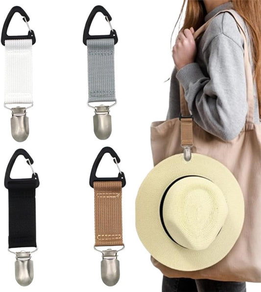 4 Travel Hat Clips - Dust Clips - Hands-Free Hat Holder - Outdoor Bag Accessories - Elastic Hat Clip - For V1188-MS101-03291-1