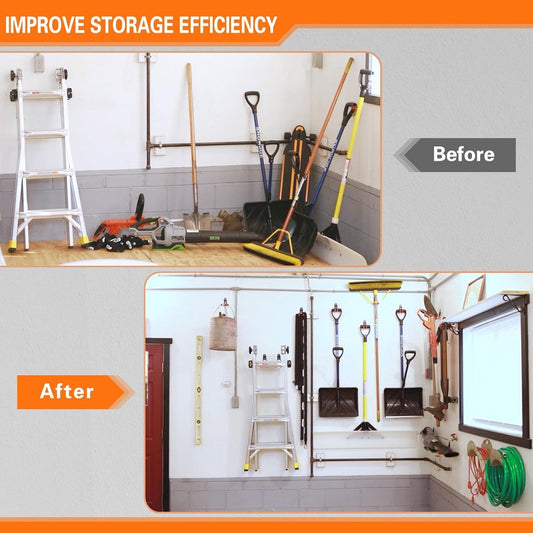 pieces - Heavy Duty Garage Hooks - Wave Long Hooks - Wall-Mounted Storage Rack - Electrical and Garden Tool V1188-MS101-03301-1