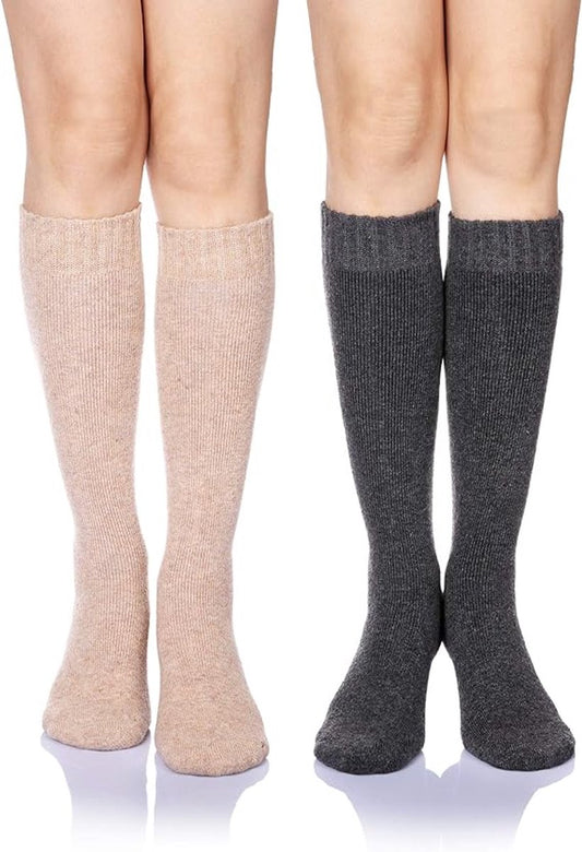 2 Pairs Cotton Knee Socks - Winter Knee Socks Warm Long Boots - Women's Winter Knitted Overknee Socks - Soft V1188-MS101-03312-1
