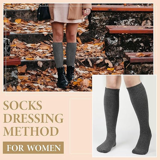 2 Pairs Cotton Knee Socks - Winter Knee Socks Warm Long Boots - Women's Winter Knitted Overknee Socks - Soft V1188-MS101-03312-1