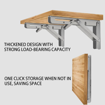 2 pieces - Stainless steel foldable shelf brackets - Support frame - Robust stainless steel foldable shelf V1188-MS101-03314-1