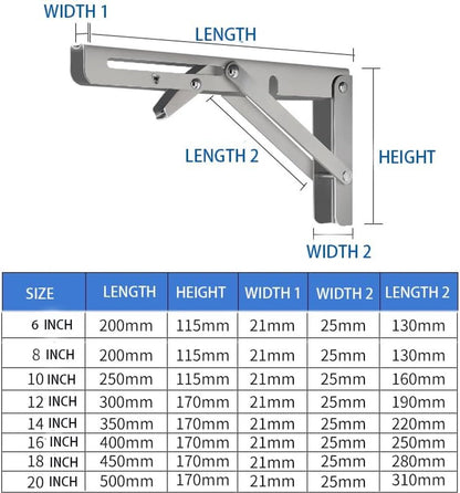 2 pieces - Stainless steel foldable shelf brackets - Support frame - Robust stainless steel foldable shelf V1188-MS101-03314-1