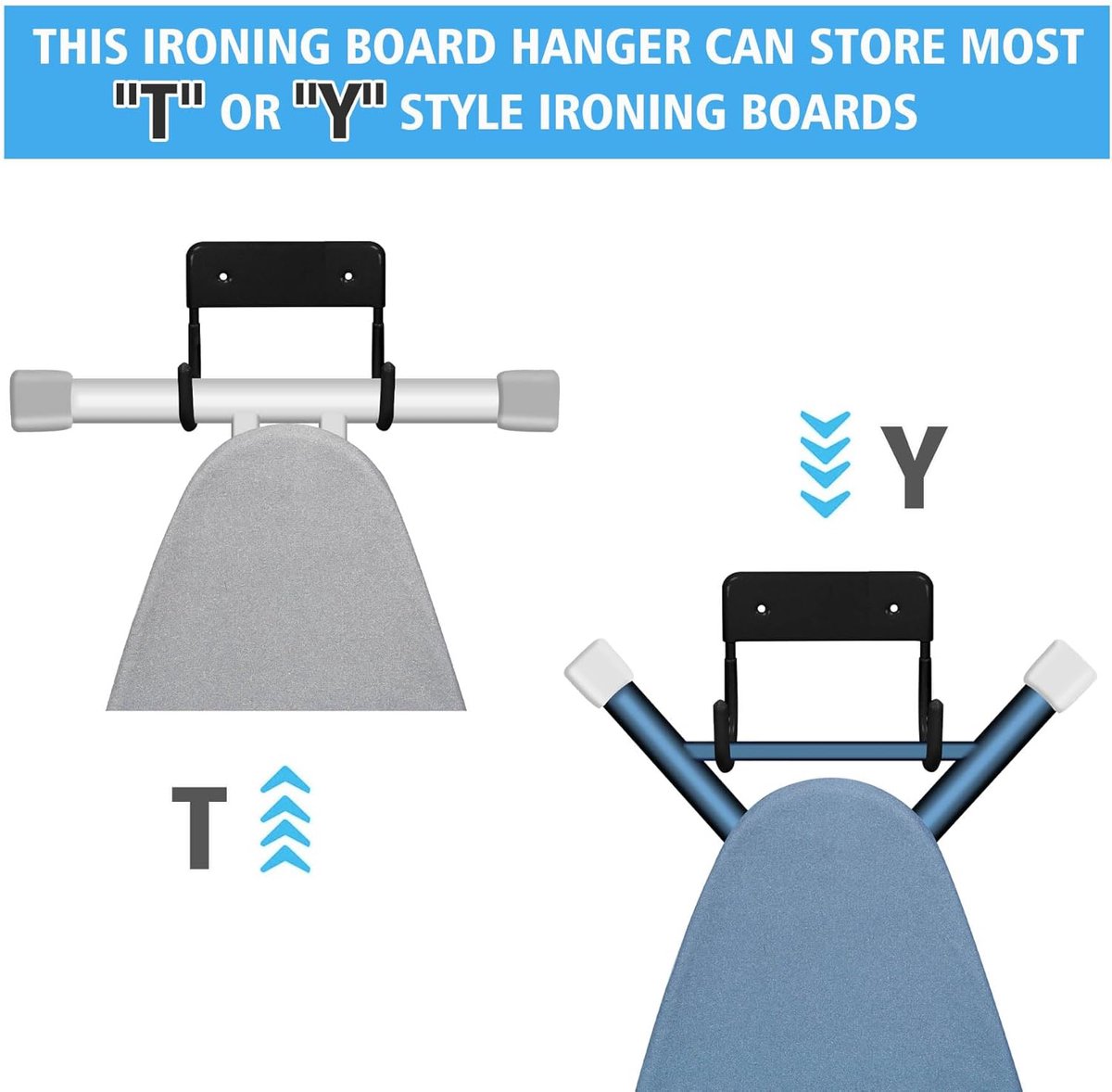 Ironing board holder - Ironing board hanging system - Hook for ironing board - Wall-mounted ironing board V1188-MS101-03326-1