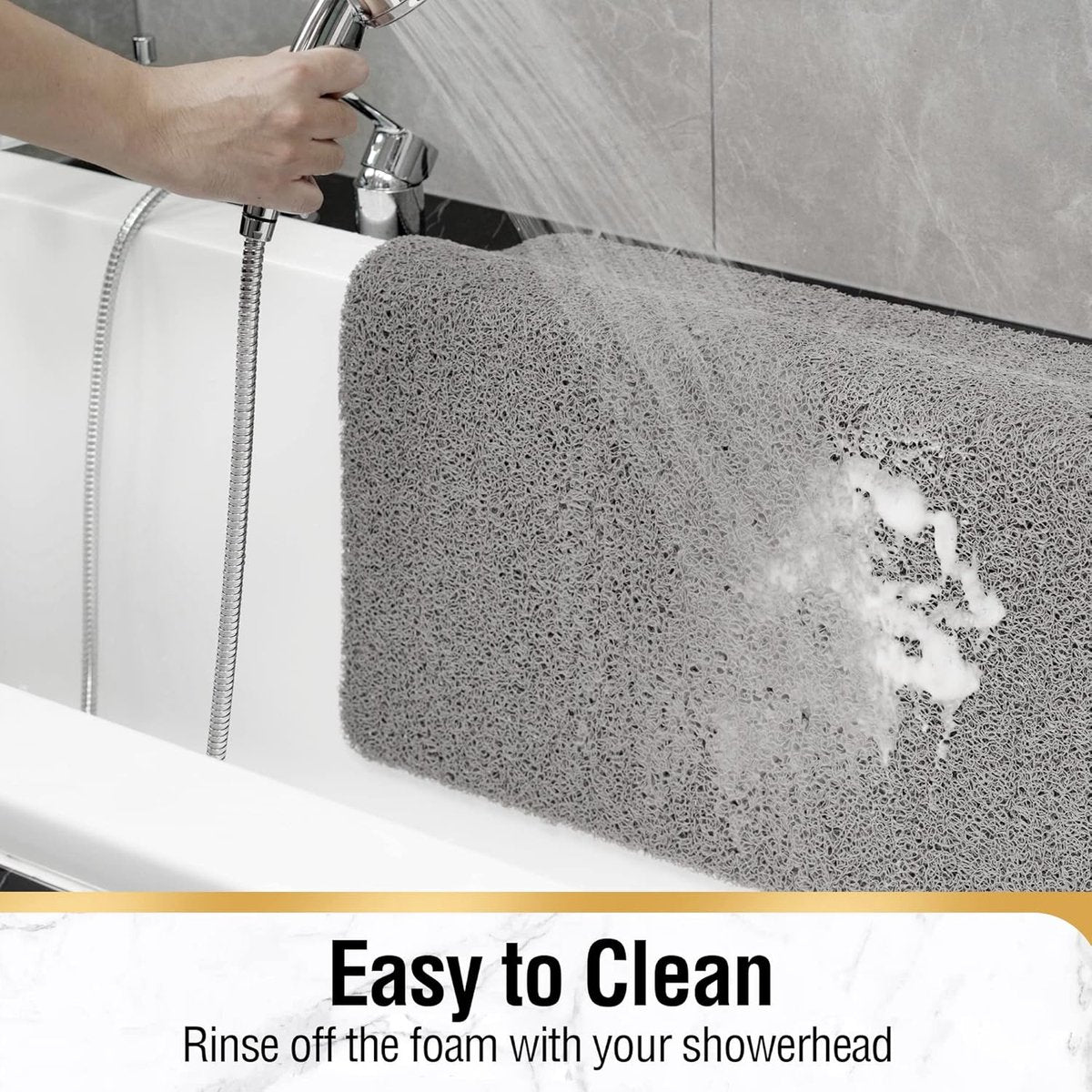Non-slip shower mat - Non-slip bath mat - with drain - Non-slip water-permeable mat - Soft PVC loofah bath V1188-MS101-03336-1