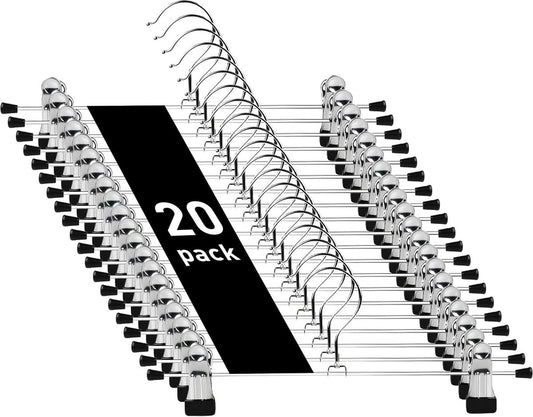 Clothes Hangers - 20 Pieces - Trouser Hangers - Trouser Hangers with Clips - Garment Hangers - Skirt Hangers V1188-MS101-03365-1