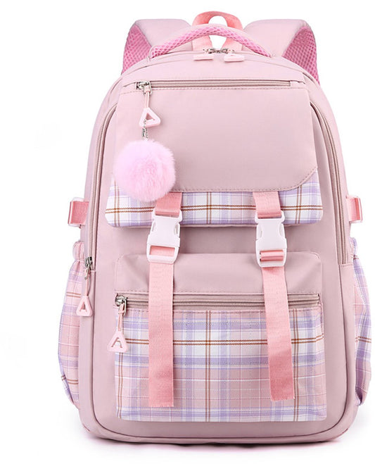Girls School Student School Bag Outdoor Backpack - Youth School Bag - Backpack - Pink - Luxury Backpack - V1188-MS101-03368-1