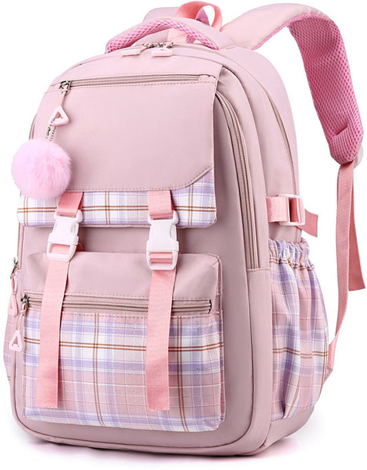 Girls School Student School Bag Outdoor Backpack - Youth School Bag - Backpack - Pink - Luxury Backpack - V1188-MS101-03368-1
