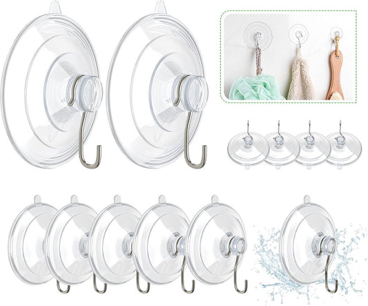 Suction Cup Hooks (12 Pieces) - Suction Cup Hooks - 1.77 Inch Clear Suction Cups - up to 3kg - with Metal V1188-MS101-03370-1