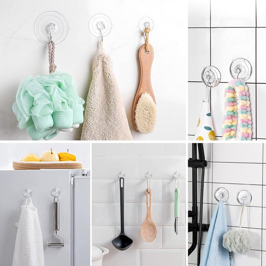 Suction Cup Hooks (12 Pieces) - Suction Cup Hooks - 1.77 Inch Clear Suction Cups - up to 3kg - with Metal V1188-MS101-03370-1