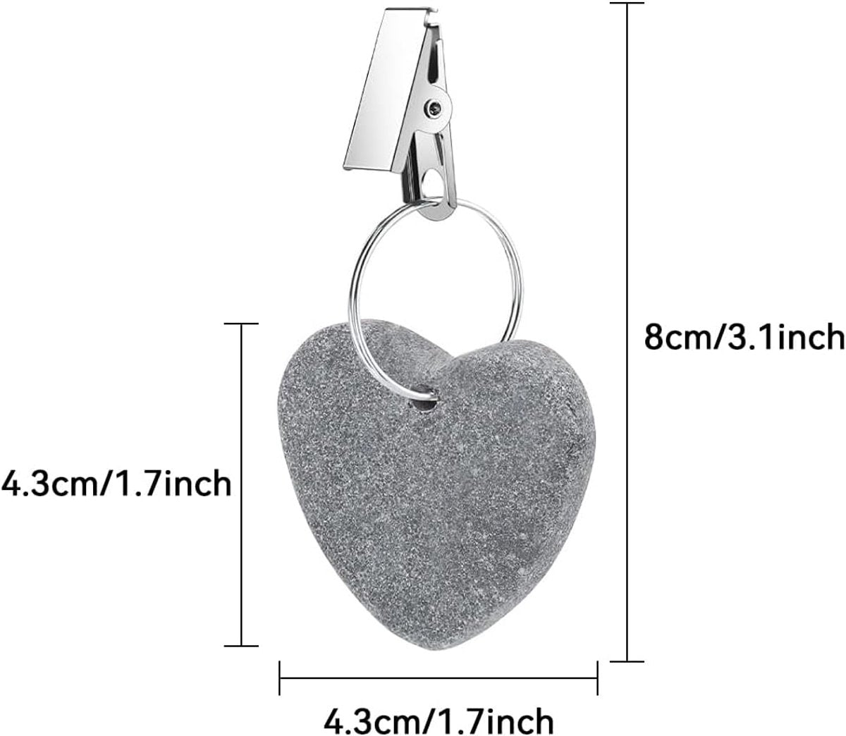 8-pack - Heart-shaped grey tablecloth weights with metal clip - Tablecloth stand and hanger stone V1188-MS101-03391-1
