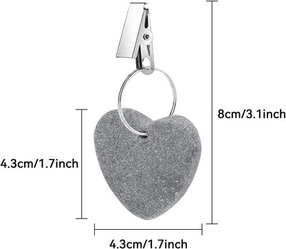 8-pack - Heart-shaped grey tablecloth weights with metal clip - Tablecloth stand and hanger stone V1188-MS101-03391-1