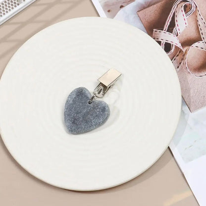 8-pack - Heart-shaped grey tablecloth weights with metal clip - Tablecloth stand and hanger stone V1188-MS101-03391-1