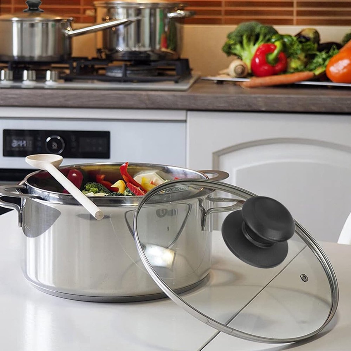 4 pieces - Pan lid knob - Lid knobs - Aperture 6-10 mm - Pot Lid Knob - Lid Handle - Lid Knob - Anti-burn V1188-MS101-03393-1
