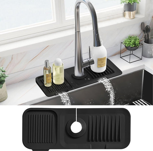 14" Drain Mat - Sink Mat - Faucet Mat - Kitchen Drying Mat - Splash Guard - Non-Slip - Kitchen Sink Protector V1188-MS101-03406-1