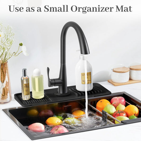 14" Drain Mat - Sink Mat - Faucet Mat - Kitchen Drying Mat - Splash Guard - Non-Slip - Kitchen Sink Protector V1188-MS101-03406-1