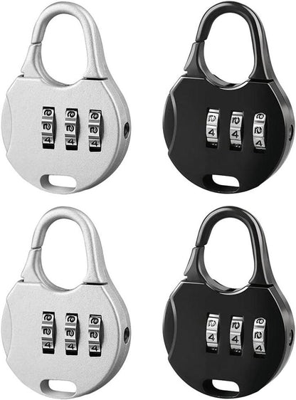 Allecto Plus - Mini Combination Lock for Suitcase Backpack Travel Bag - 3-Digit Padlock - 4 Pieces Black V1188-MS101-03424-1