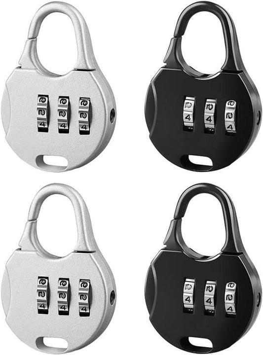 Allecto Plus - Mini Combination Lock for Suitcase Backpack Travel Bag - 3-Digit Padlock - 4 Pieces Black V1188-MS101-03424-1