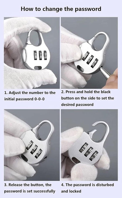 Allecto Plus - Mini Combination Lock for Suitcase Backpack Travel Bag - 3-Digit Padlock - 4 Pieces Black V1188-MS101-03424-1