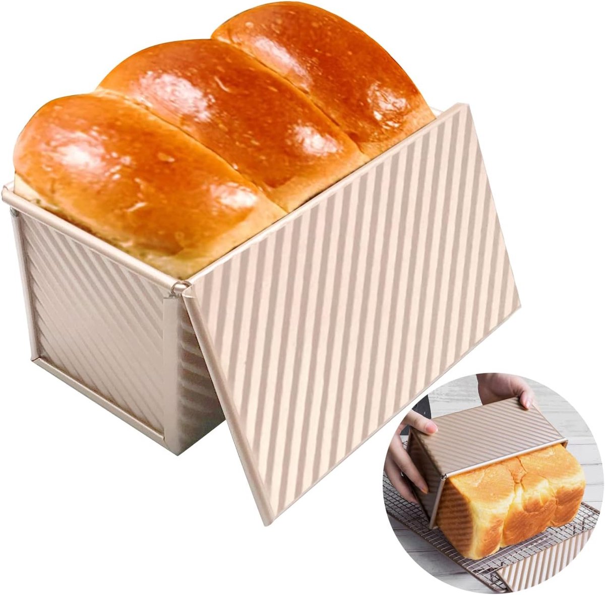 rectangular cake tin - Cake tin - Bread tin with lid - Non-stick Bread Toast Box - Baking Cake tin - baking V1188-MS101-03425-1