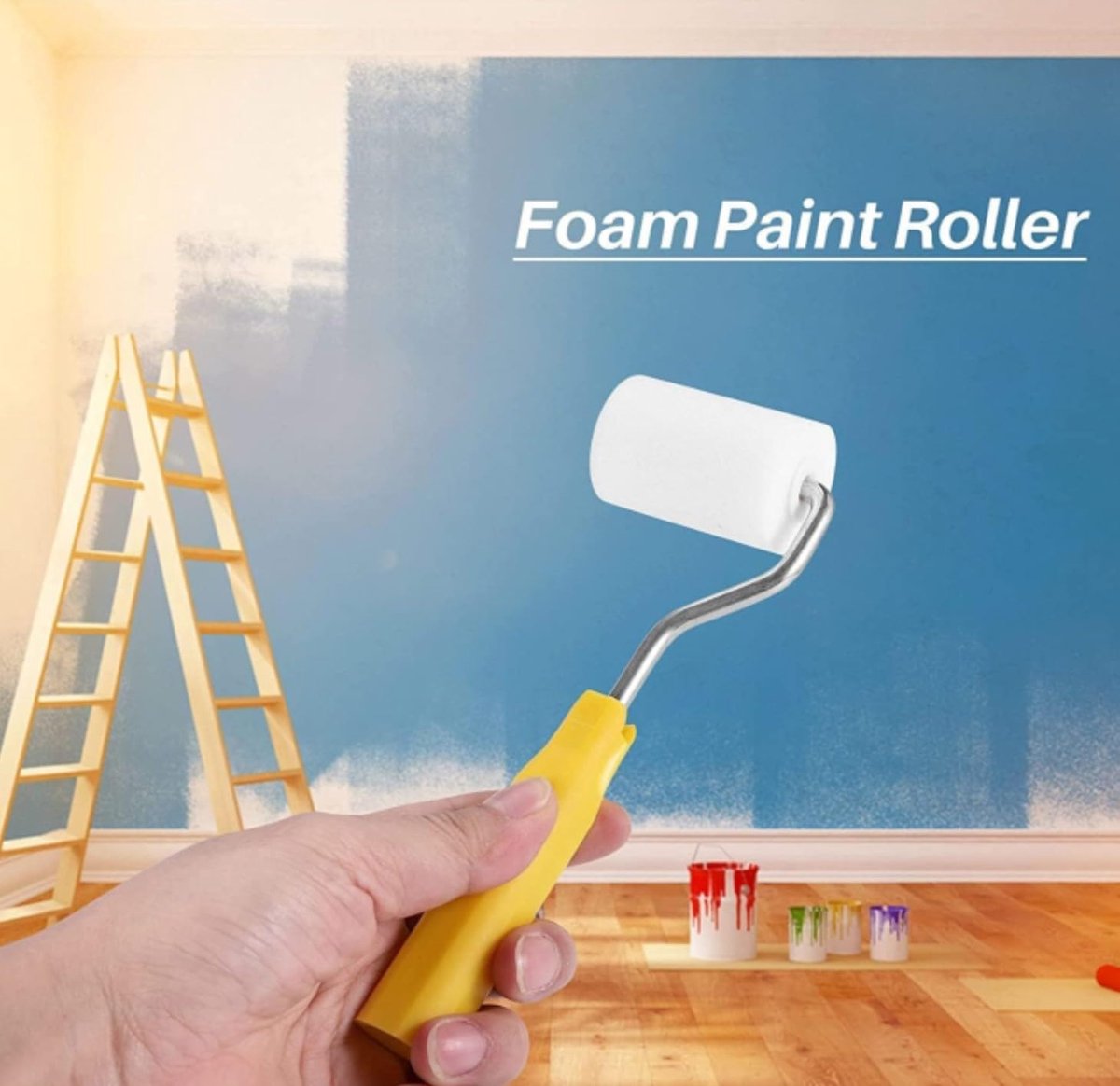 Mini paint roller set - Foam paint roller - with refills - high-density foam rollers *6, paint tray and V1188-MS101-03427-1